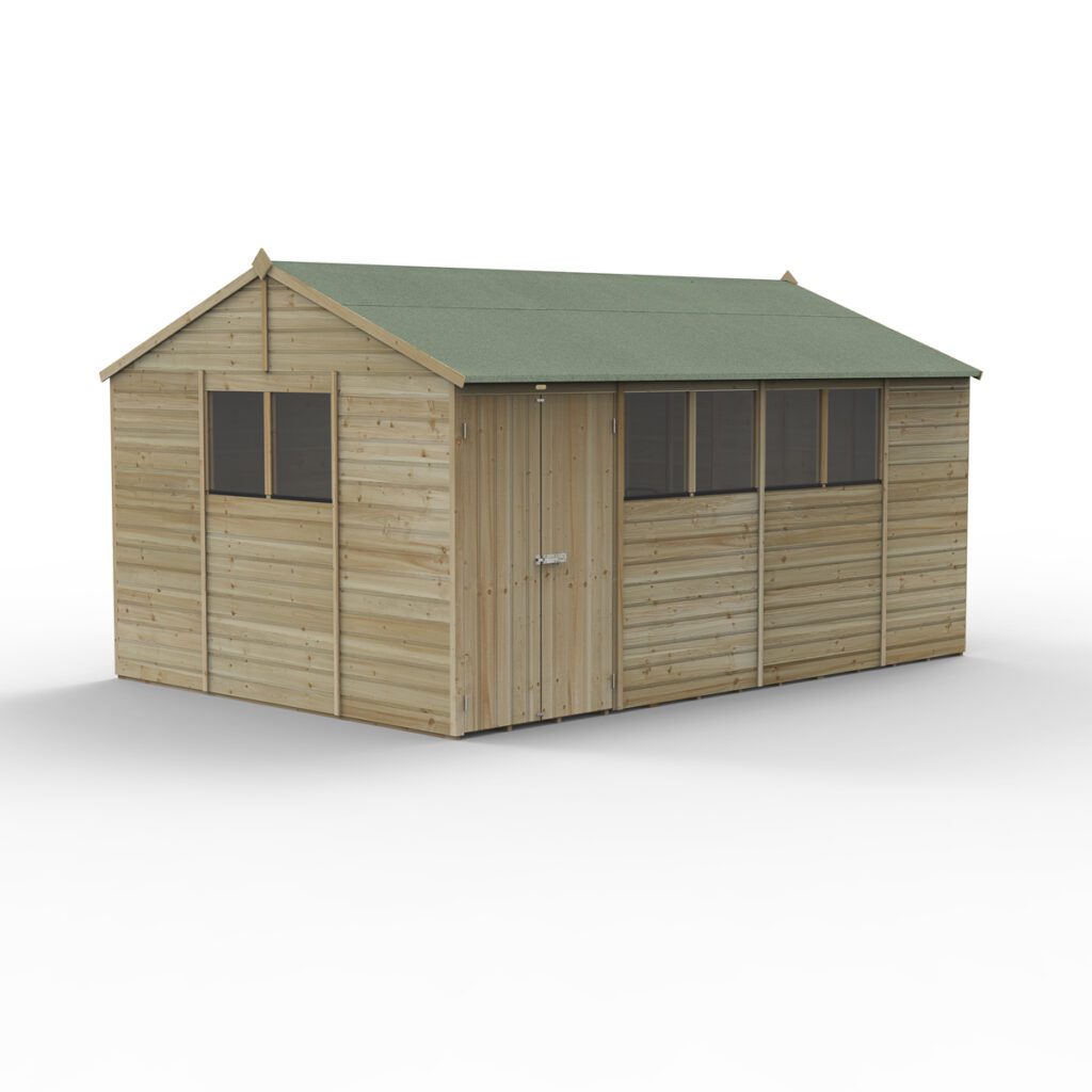 Beckwood 15×10 Reverse Apex Shed – 6 Windows – Double Door 5013053197899 2